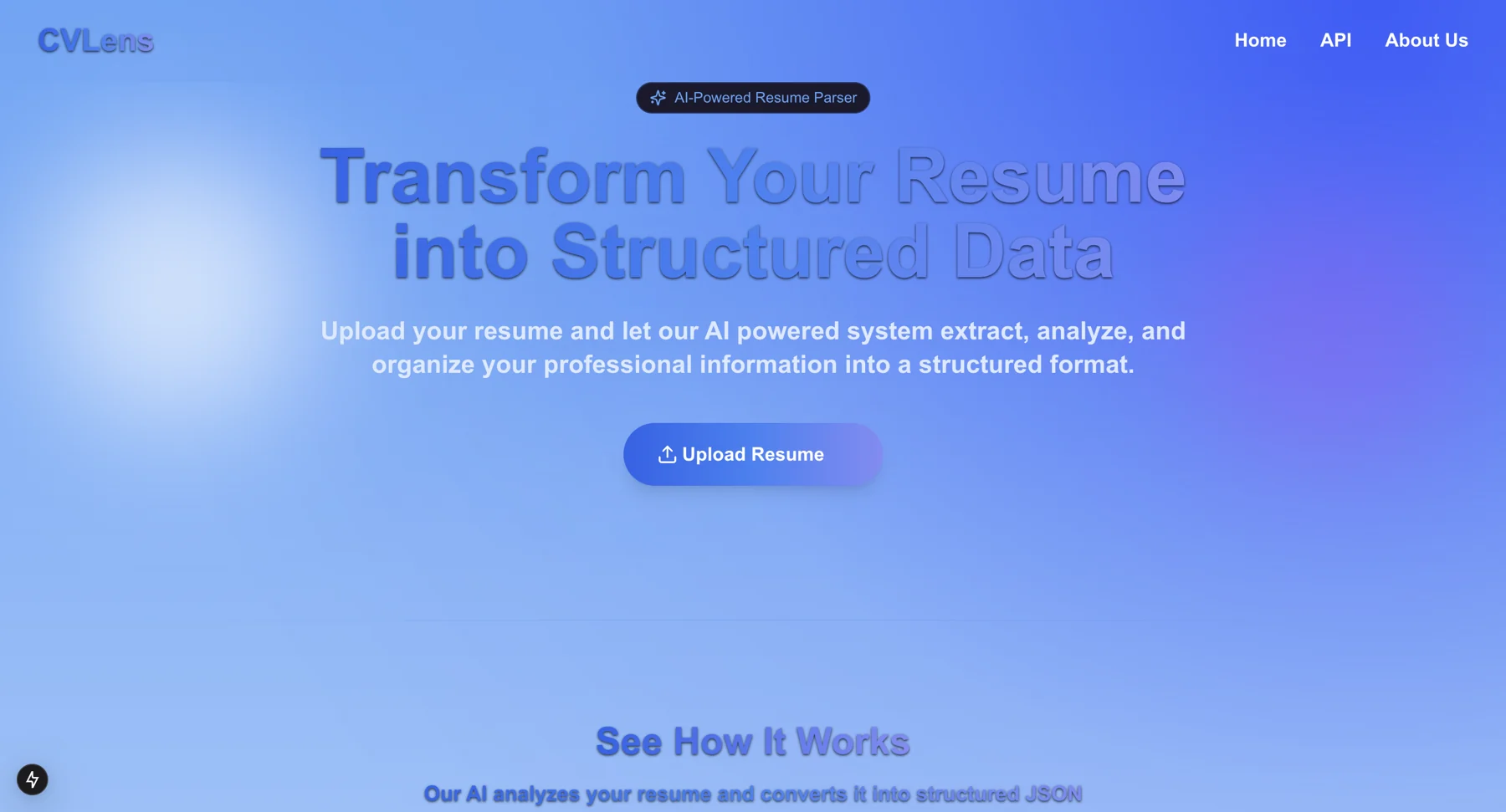 CVLens resume extraction web app